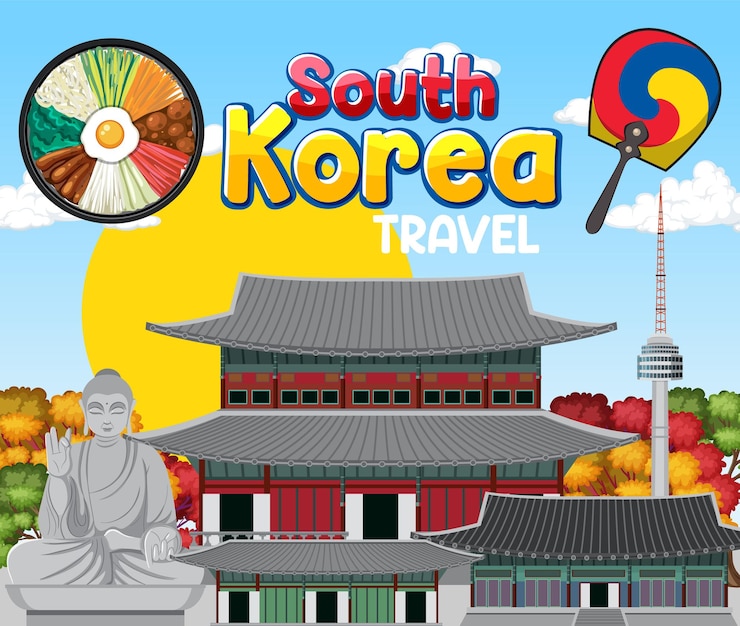 Vector Gratis south korea famous landmark element