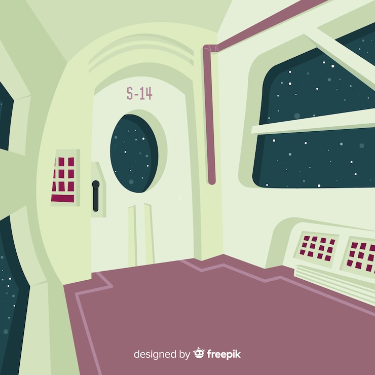 Vector Gratis spaceship interior background with flat design
