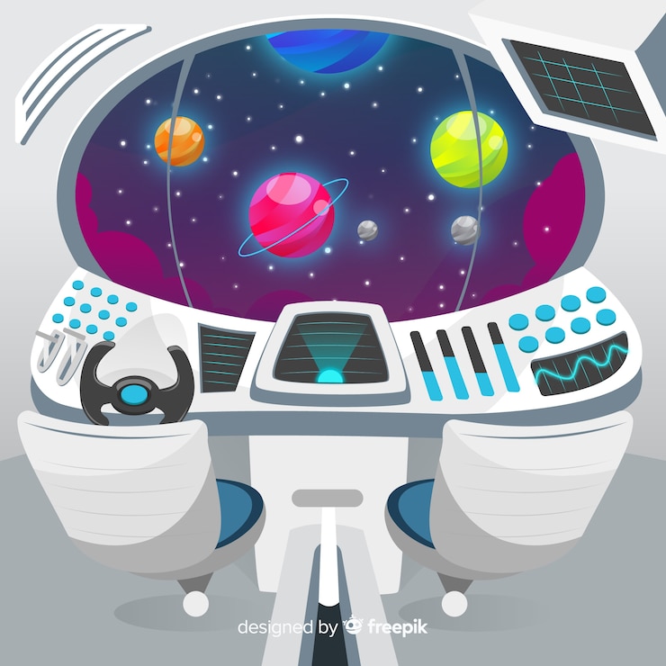 Vector Gratis spaceship interior background with flat design