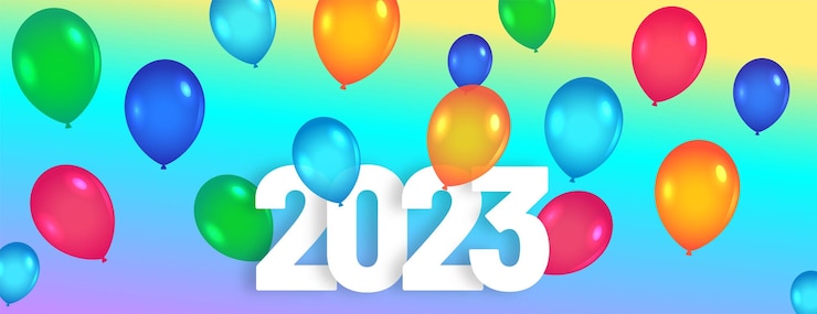 Vector Gratis spanduk acara selamat tahun baru dekoratif dengan balon warna-warni