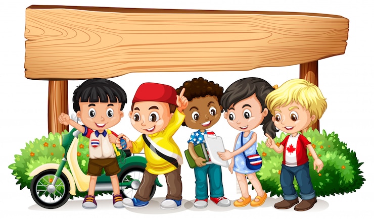 Vector Gratis spanduk dengan anak-anak dan sepeda motor