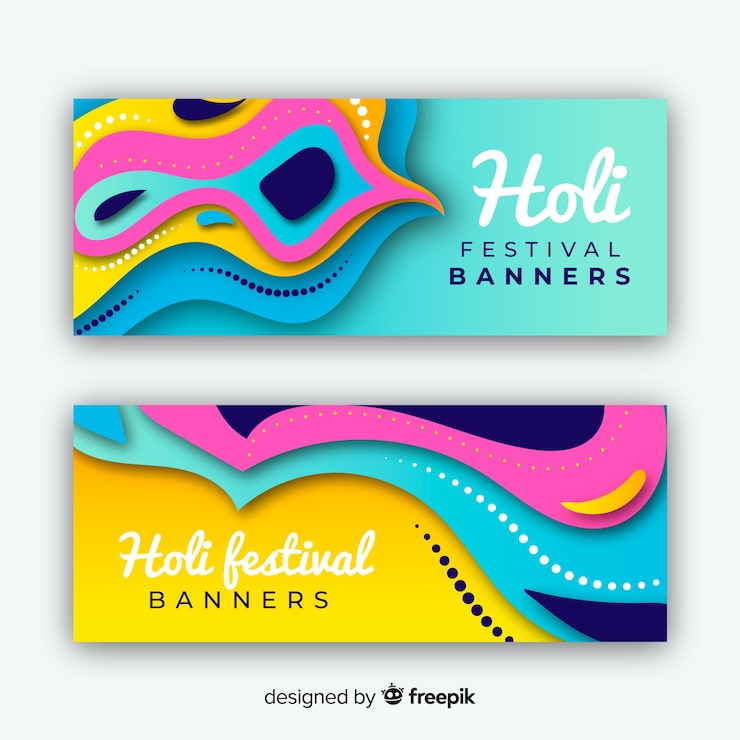 Vector Gratis spanduk festival holi gelombang abstrak