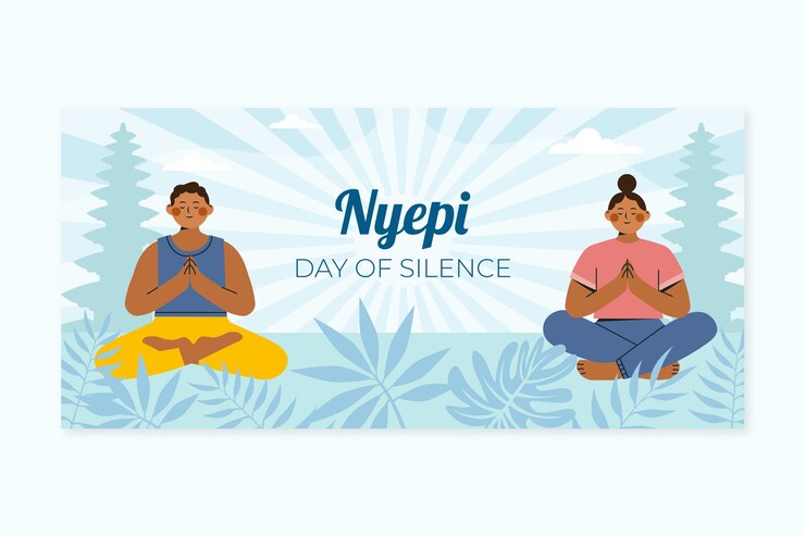 Vector Gratis spanduk horizontal nyepi datar