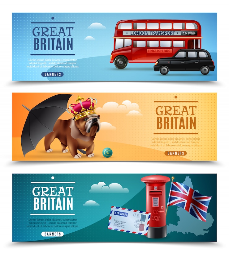 Vector Gratis spanduk horizontal perjalanan britania raya
