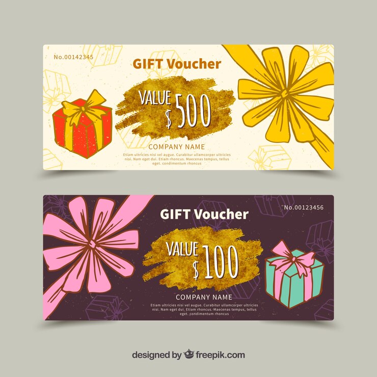Vector Gratis spanduk kupon hadiah yang digambar tangan