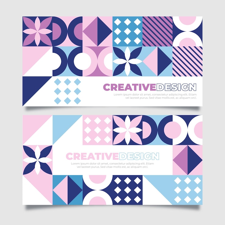 Vector Gratis spanduk mosaik warna-warni desain datar