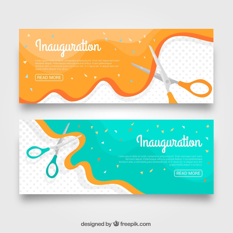 Vector Gratis spanduk pesta peresmian dengan gaya indah