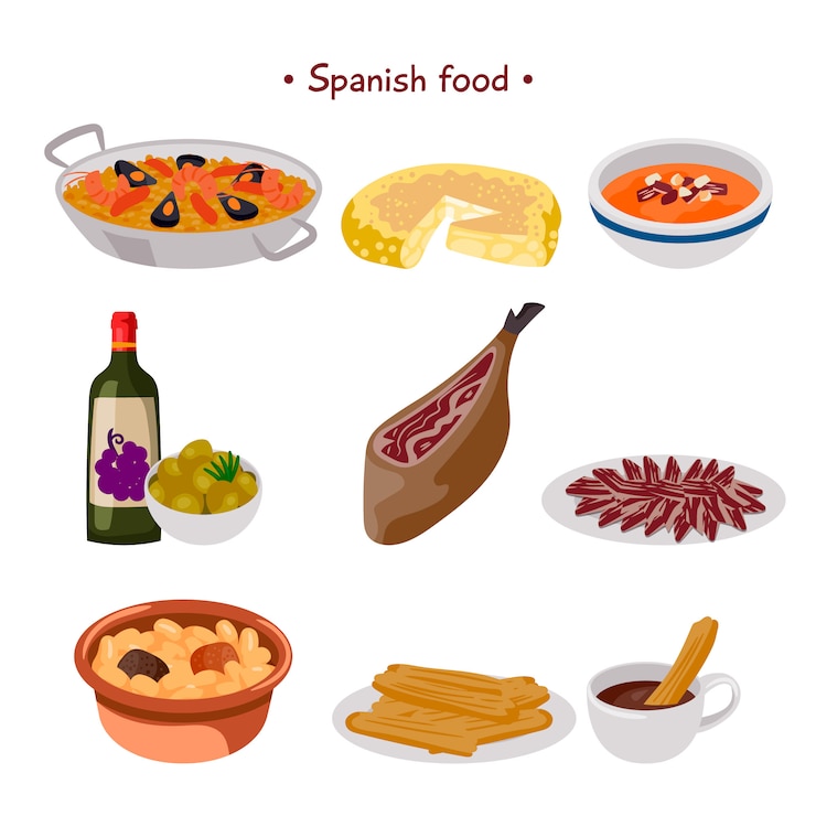 Vector Gratis spanish food collection