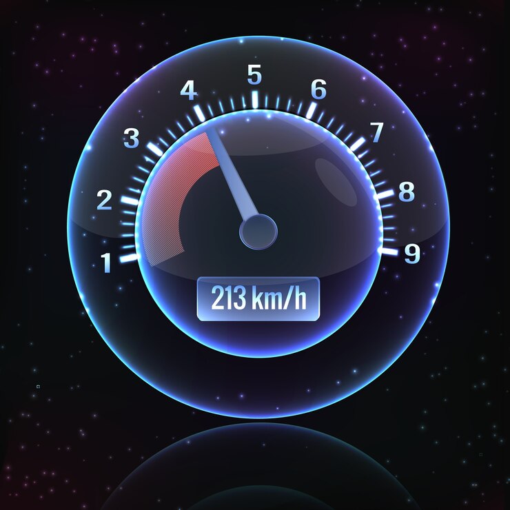 Vector Gratis speedometer interface with shadow glowing and colored on black fond