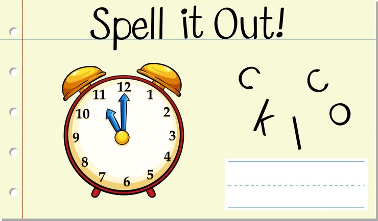 Vector Gratis spell english word clock