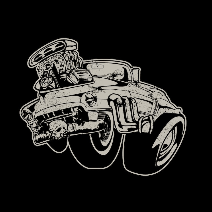 Vector Gratis sport car with big motor background