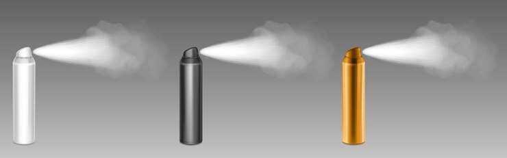 Vector Gratis spray deodorant bottles with clouds mockup set