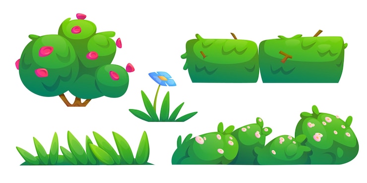 Vector Gratis spring grass border isolated plant and flower