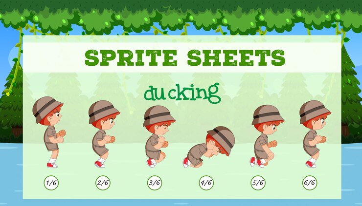 Vector Gratis sprite sheet anak laki-laki menunduk