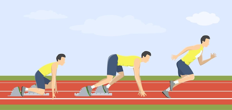 Vector Gratis starting point for run man prepares for run
