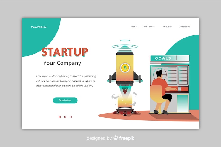 Vector Gratis startup business landing page