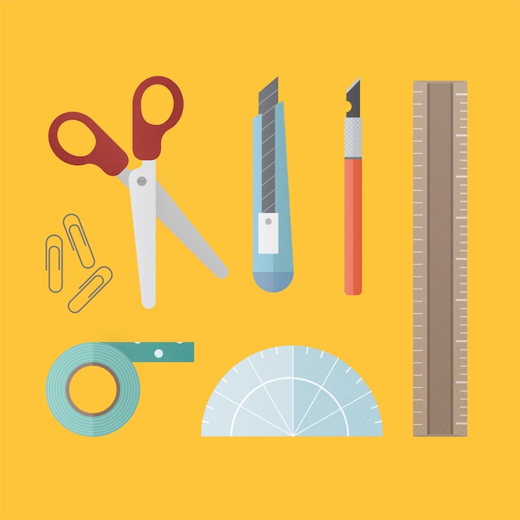 Vector Gratis stationary object office tools equipment