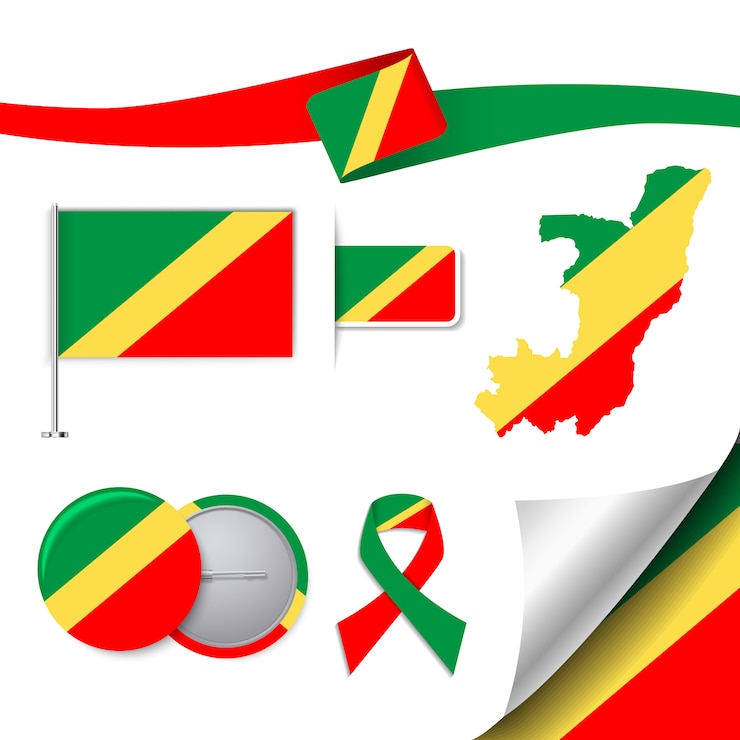 Vector Gratis stationery elements collection with the flag of congo design