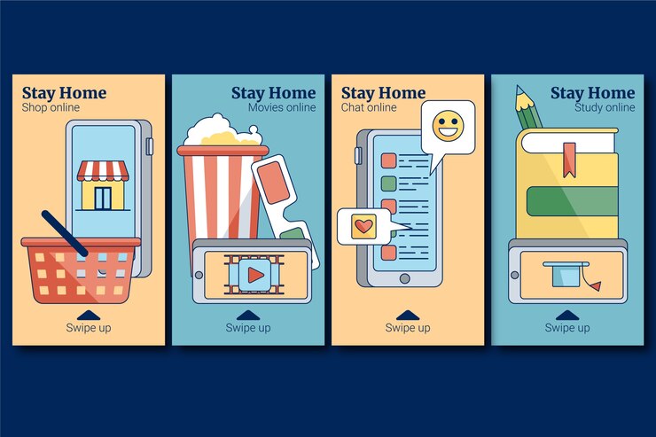 Vector Gratis stay at home instagram story collection