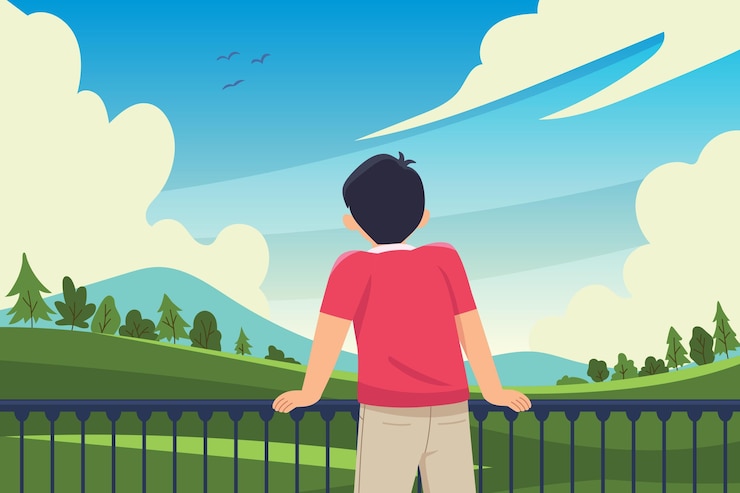 Vector Gratis staycation at home balcony