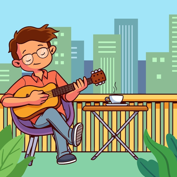 Vector Gratis staycation di balkon rumah