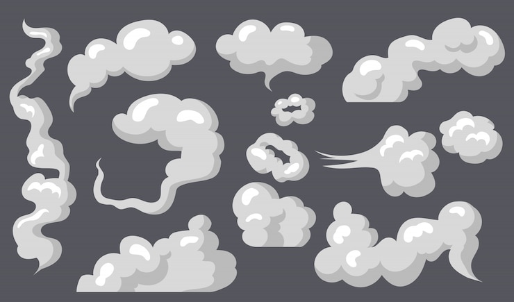 Vector Gratis steam clouds set