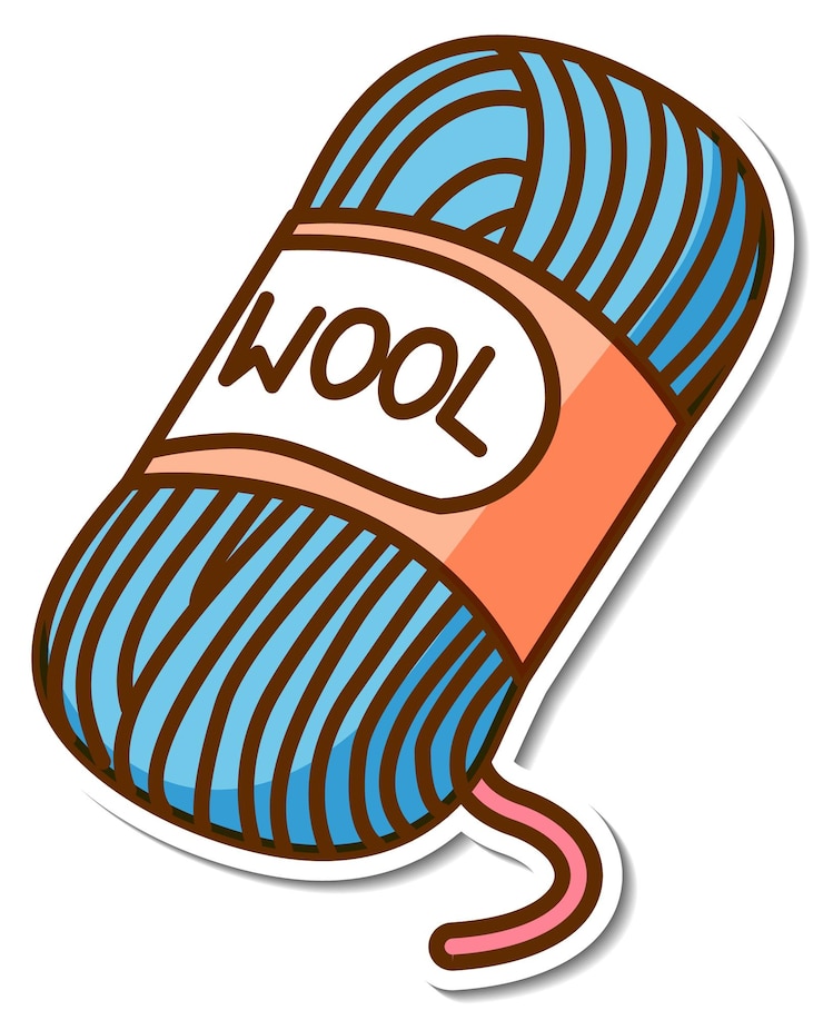 Vector Gratis sticker ball of blue yarn on white background