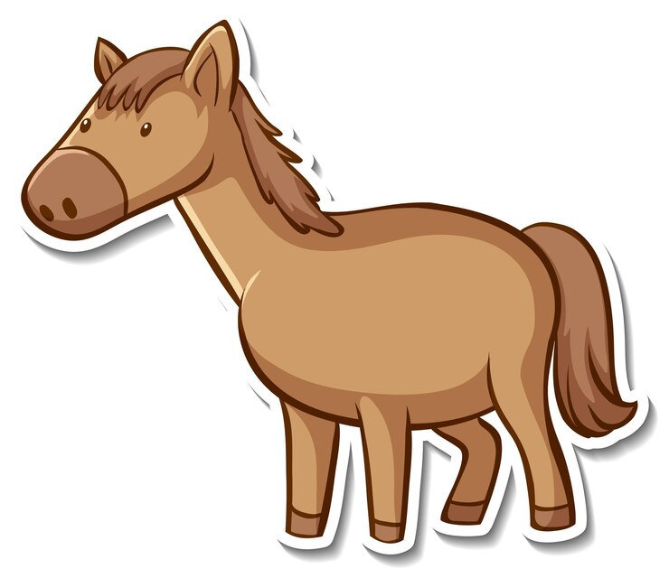Vector Gratis sticker design with cute horse isolated