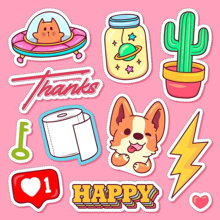 Vector Gratis sticker icons hand drawn doodle  