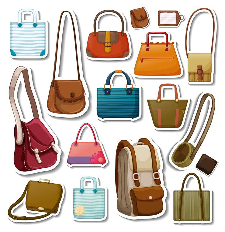 Vector Gratis sticker set of different bags and accessories