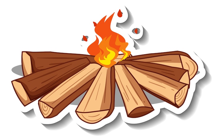 Vector Gratis sticker template with campfire isolated
