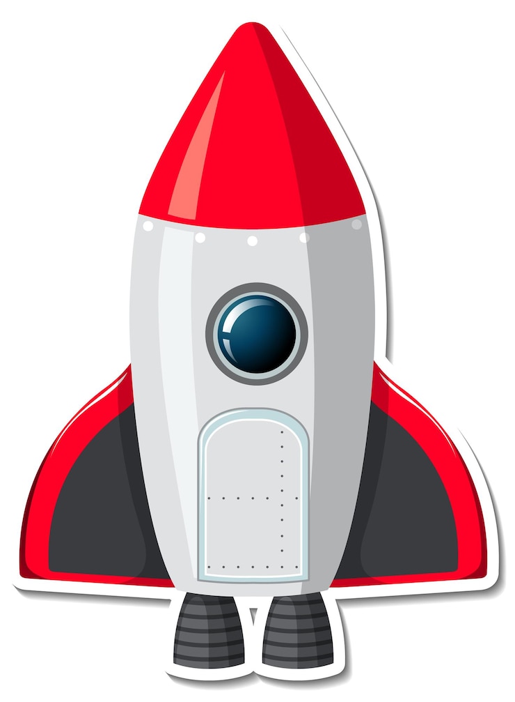 Vector Gratis sticker template with rocket ship isolated