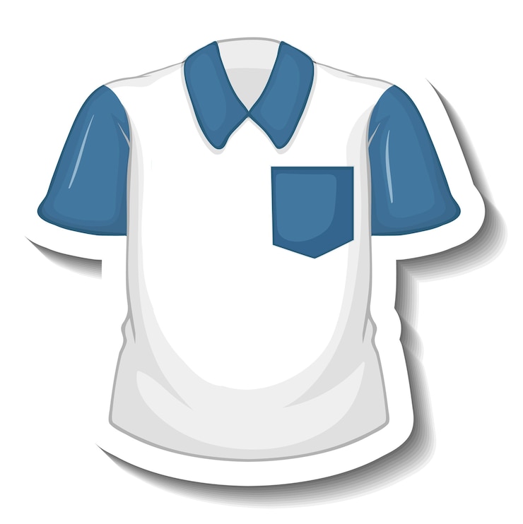Vector Gratis sticker white shirt with blue sleeves