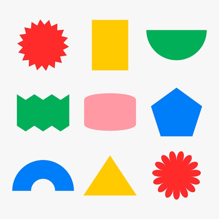 Vector Gratis stiker bentuk geometris, set vektor clipart datar retro berwarna-warni