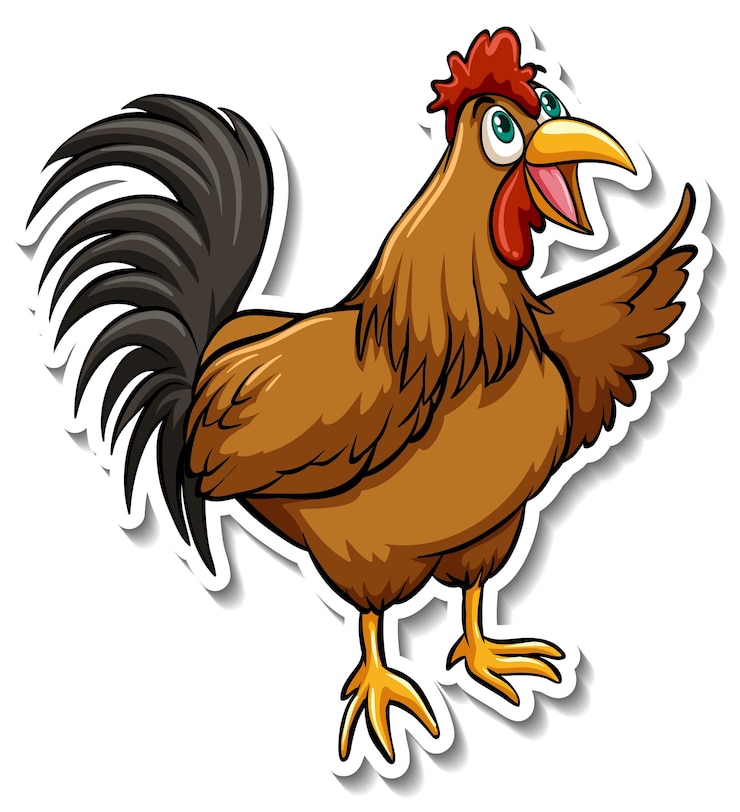 Vector Gratis stiker hewan kartun ayam yang lucu