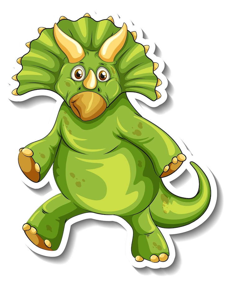 Vector Gratis stiker karakter kartun dinosaurus triceratops