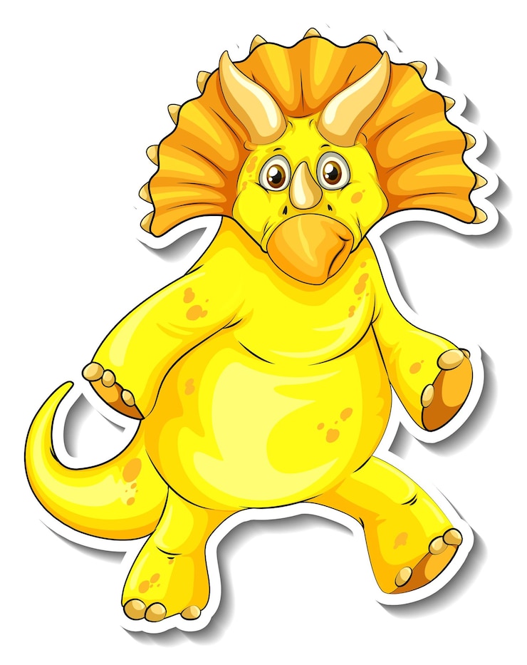 Vector Gratis stiker karakter kartun dinosaurus triceratops