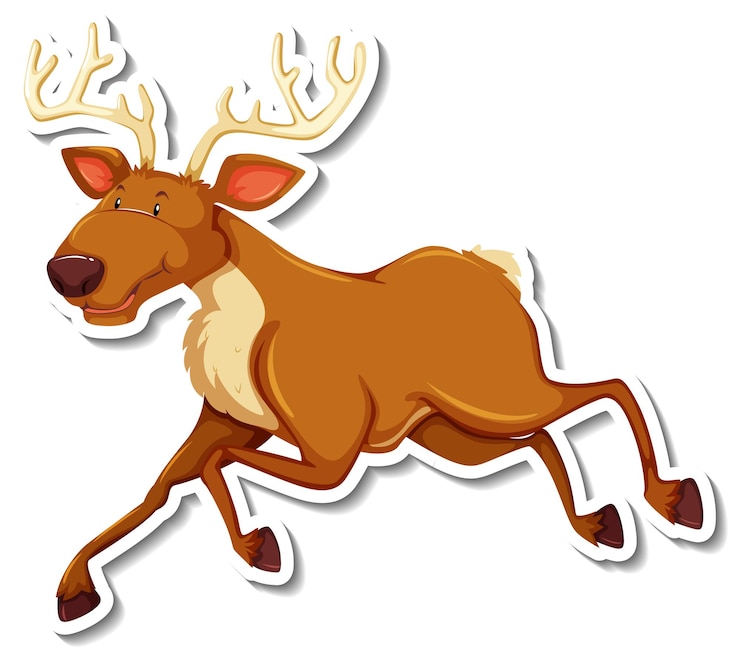 Vector Gratis stiker karakter kartun rusa berjalan