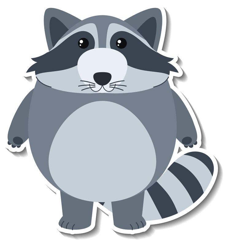 Vector Gratis stiker kartun hewan rakun gemuk
