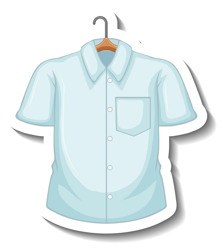 Vector Gratis stiker kemeja biru cerah dengan gantungan baju