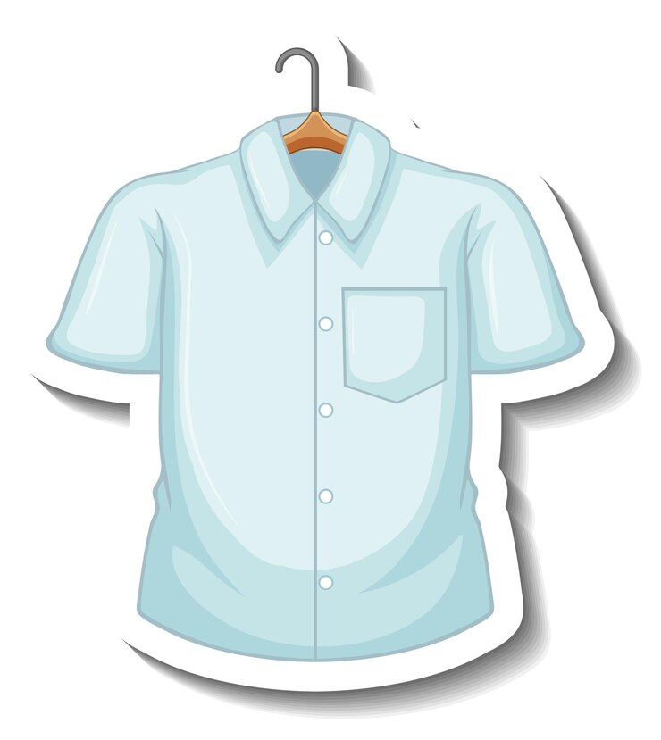 Vector Gratis stiker kemeja biru cerah dengan gantungan baju