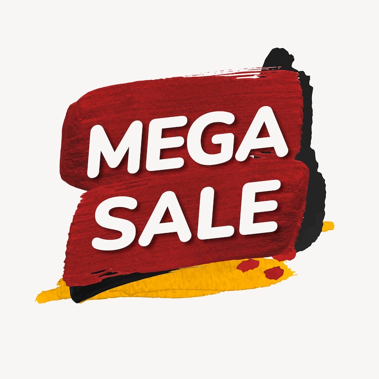 Vector Gratis stiker lencana mega sale, tekstur cat, vektor gambar belanja