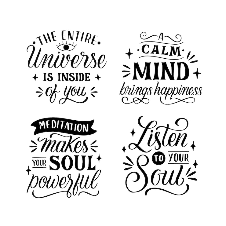 Vector Gratis stiker meditasi huruf hitam