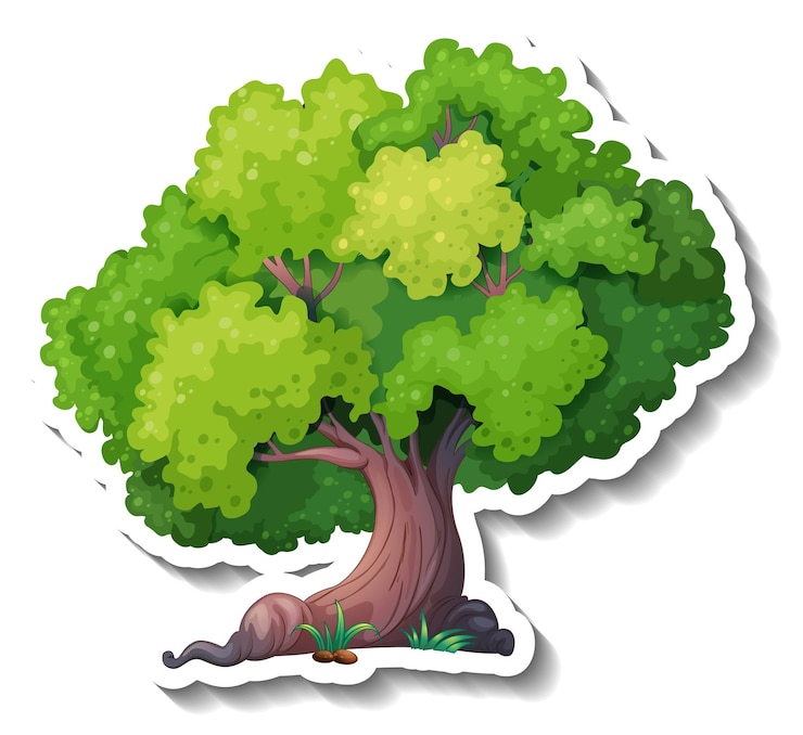 Vector Gratis stiker pohon dengan latar belakang putih