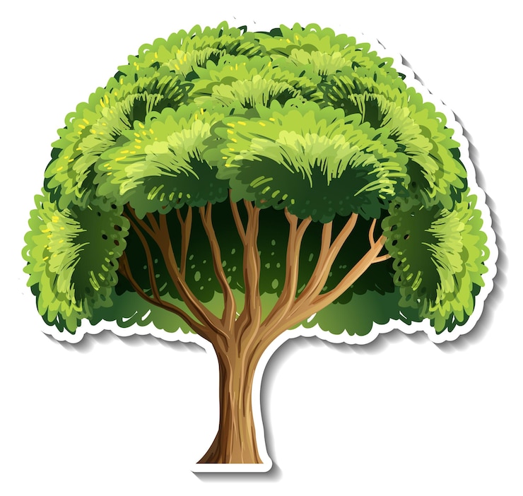 Vector Gratis stiker pohon dengan latar belakang putih