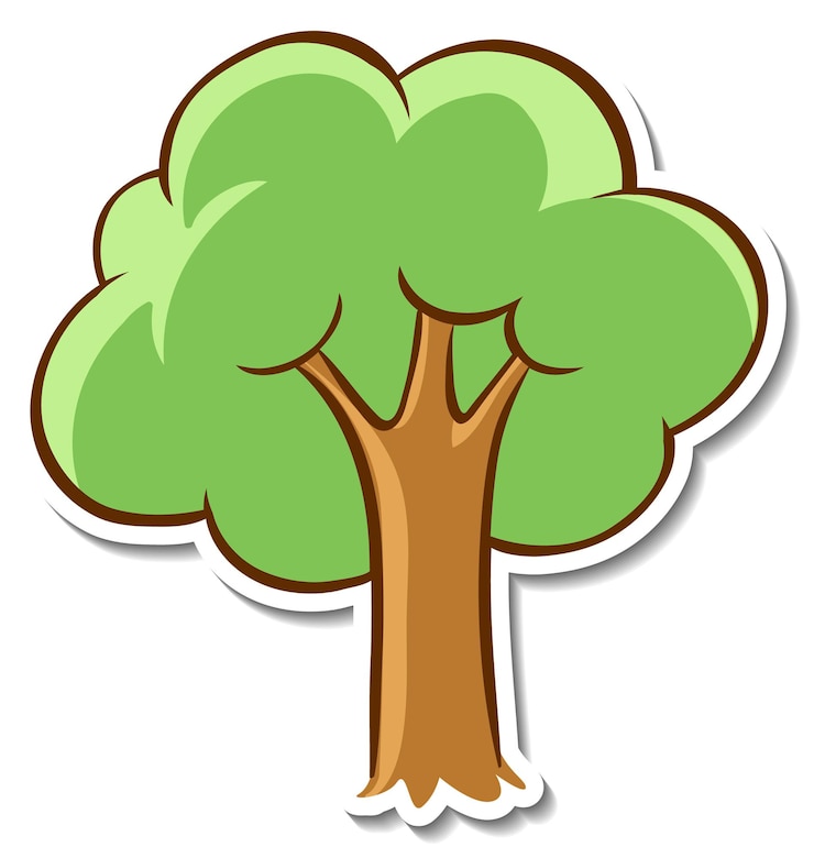 Vector Gratis stiker pohon kartun di atas putih