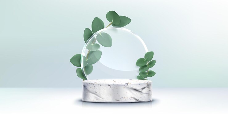Vector Gratis stone cylinder product podium with green leaves