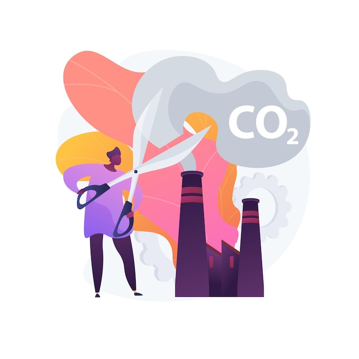 Vector Gratis stop air pollution. carbon dioxide reduction, environmental damage, atmosphere protection. toxic emission problem. ecology volunteer cartoon character. 