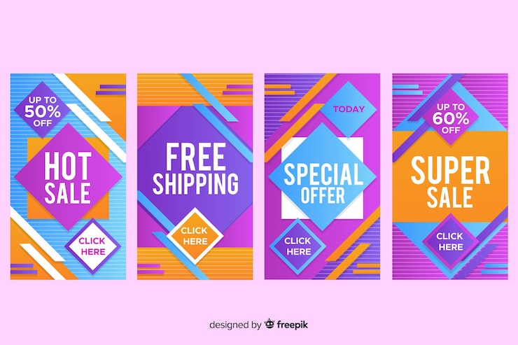 Vector Gratis story instagram penjualan abstrak penuh warna