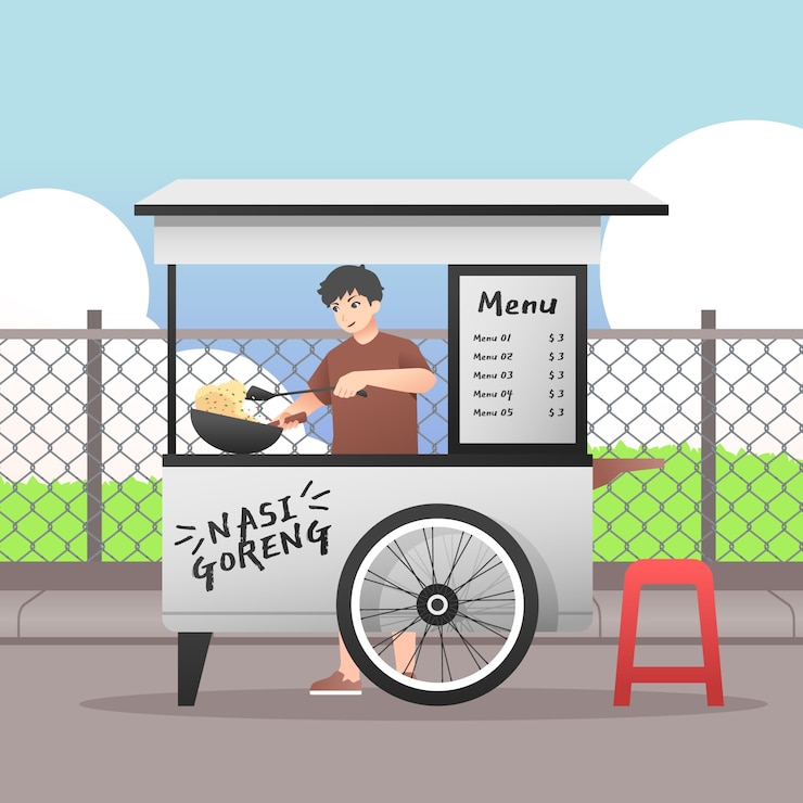 Vector Gratis street food market illustration